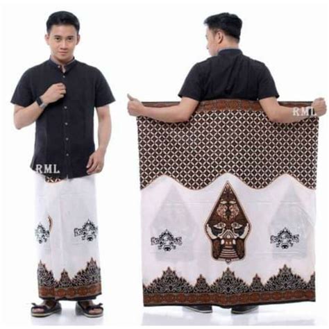 Jual Sarung Batik Wayang Gunungan Motif Nu Warna Putih Abu Sarung Pria