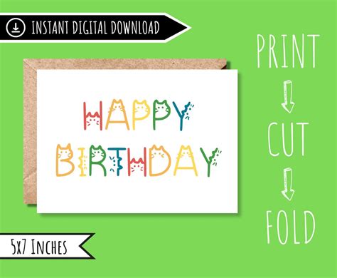 Cat Birthday Card Birthday Card Cat Cat Lover Gift Cat Birthday Party ...