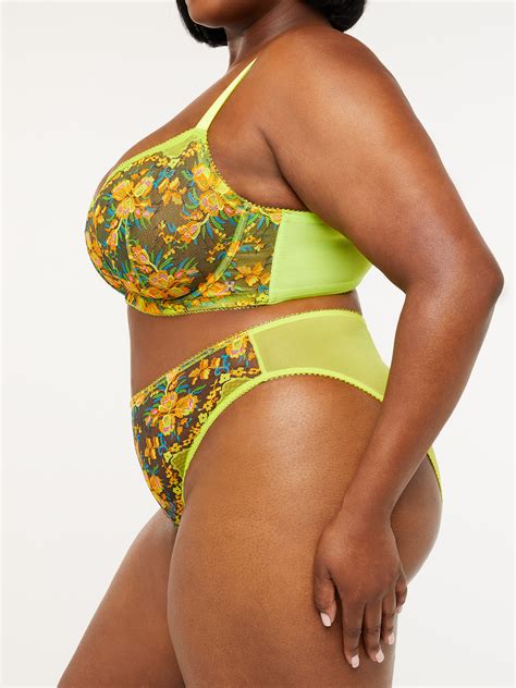 Sweetheart Lace High Leg Bikini In Green Multi SAVAGE X FENTY