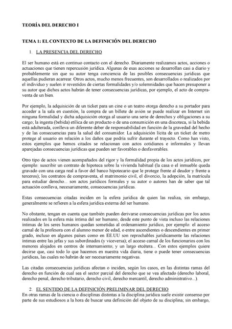 Apuntes Teoría Del Derecho TeorÍa Del Derecho I Tema 1 El Contexto