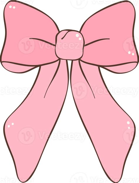 Pink Coquette Ribbon Bow Doodle Hand Drawn 36134174 Png