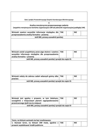 Załącznik nr 2 do regulaminu karta analizy wniosku PDF