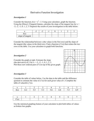 Derivative Investigation Pdf