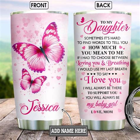 Pink Butterfly Mom To Daughter Personalized Tumbler Teeuni