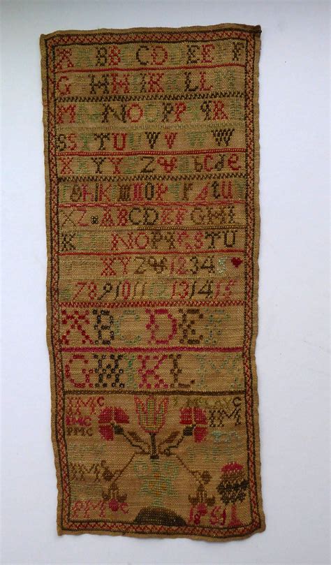 1851 Antique Embroidered Sampler Genuine Early Victorian Scottish