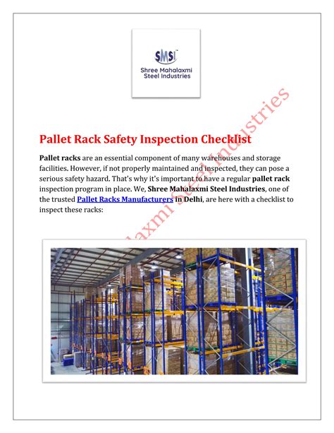 Pallet Rack Safety Inspection Checklist by Shree Mahalaxmi Steel ...