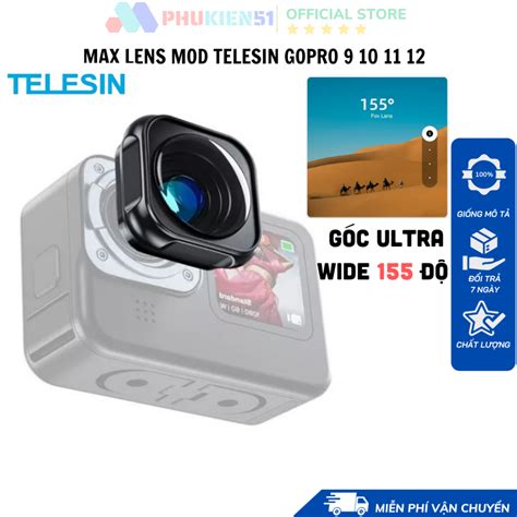 Max Lens Mod TELESIN GoPro Hero 12 11 10 9 Black Góc quay siêu rộng