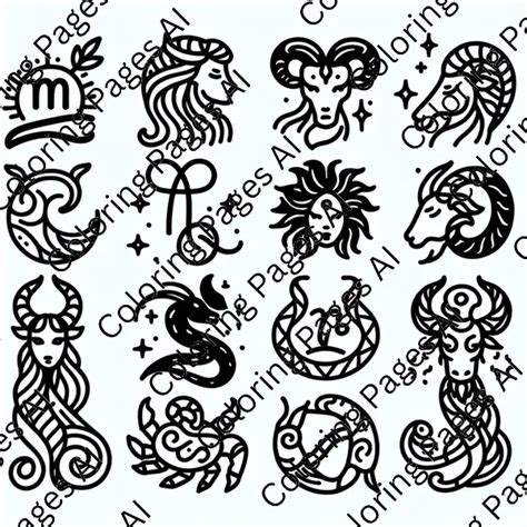 Zodiac Signs Coloring Page - Coloring Pages AI