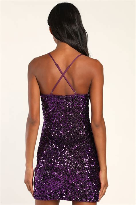 Purple Sequin Dress Sequin Mini Dress Sequin Party Mini Dress Lulus