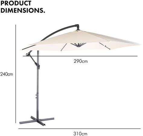 Vonhaus Banana Parasol M Cantilever Hanging Parasol Umbrella For