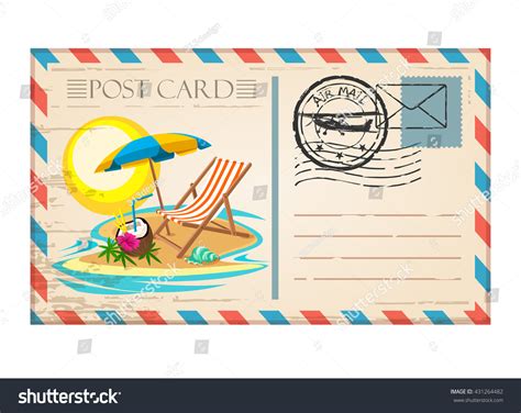 Vintage Postcard Travel Summer Beach Stamp Stock Vector Royalty Free