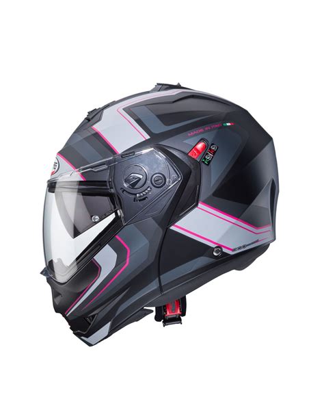 Casco Modular Caberg Duke X Tour Negro Antracita Fucsia Plata Cascos