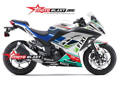 Modif Striping Kawasaki Ninja 250R FI Putih Ala SBK MOTOBLAST