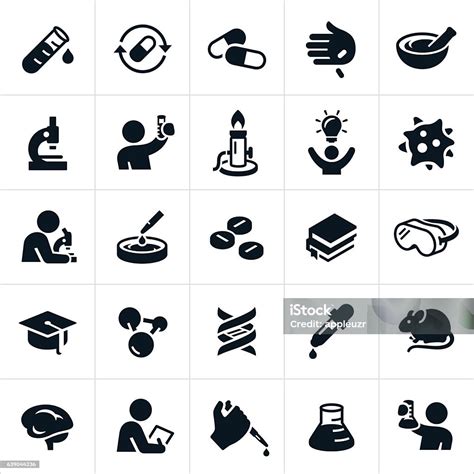 Biomedical Science And Laboratory Icons Stock Illustration Download