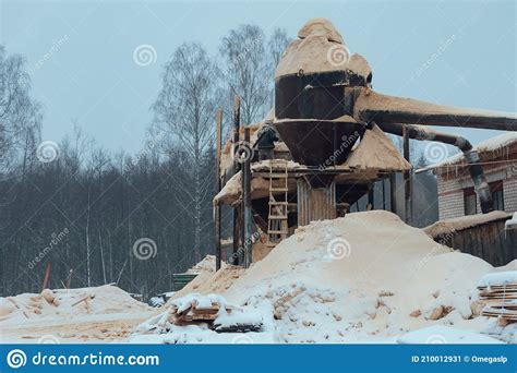 Sawdust On The Conveyor At The Sawmill Stock Image Image Of Forest