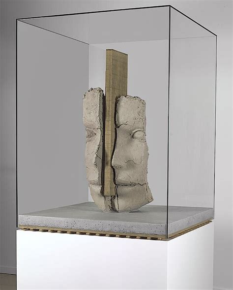 European Sculpture Mark Manders Dry Clay Head On Concrete Floor