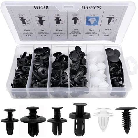 100Pcs Rivet Clips Plastique Clips Voiture Attaches De Pare Chocs