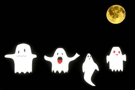 Monochrome Ghost Apparition Spook Horror Set And Moonlight Ghost Sheet For Halloween Character