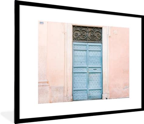 Fotolijst Incl Poster Deur Rome Blauw Architectuur 80x60 Cm