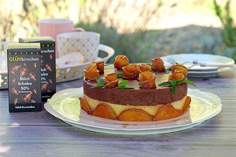 Schokocreme Torte Mit Karamellisierten Birnen Rezept Zotter Schokolade