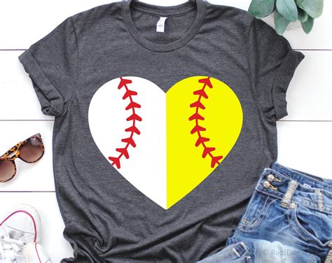 Split Half Baseball Softball Heart Svg Baseball Svg Baseball Etsy