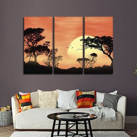 Savanna Sunset Multi Panel Canvas Wall Art Multiple Canvas Paintings