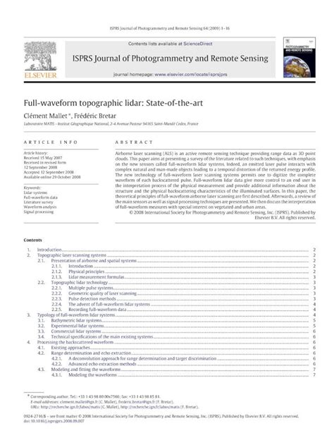 Pdf Full Waveform Topographic Lidar State Of The Art Dokumen Tips