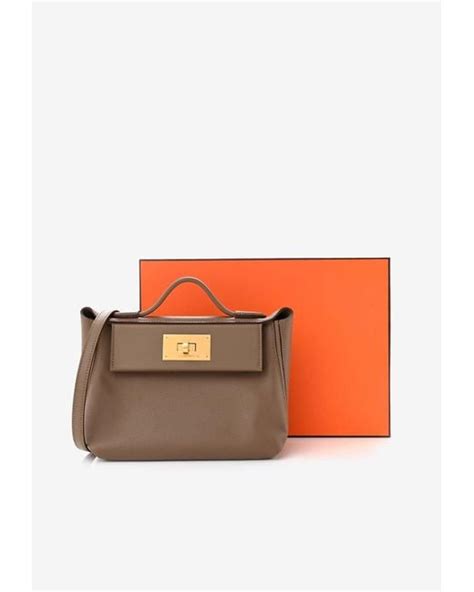 Hermès 24 24 21 In Beige De Weimar Evercolor And Swift With Gold