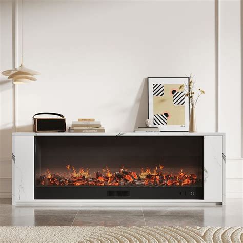 Free Shipping on Modern Glass Electric Fireplace TV Stand with Remote ...