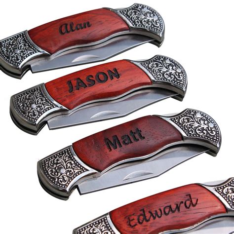 Personalized Pocket Knife Rosewood Handle Pocket Knife Hunting