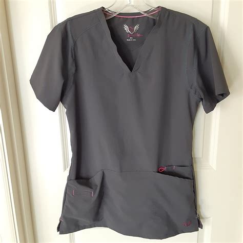 Smitten Womens V Neck Scrub Top Size Small Gray S101002 Medical Ebay