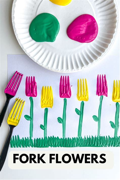 Easy Craft For 3 Year Olds At Home Fork Painting Crafts For 3 Year