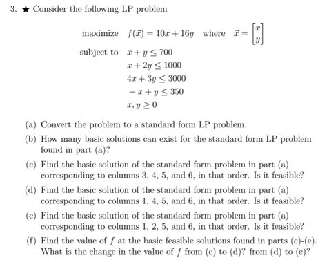 Solved 3 Consider The Following Lp Problem Maximize F T