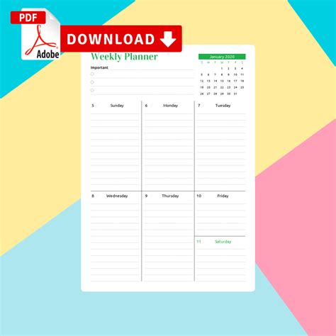 Weekly Calendar Templates - Download Printable PDF