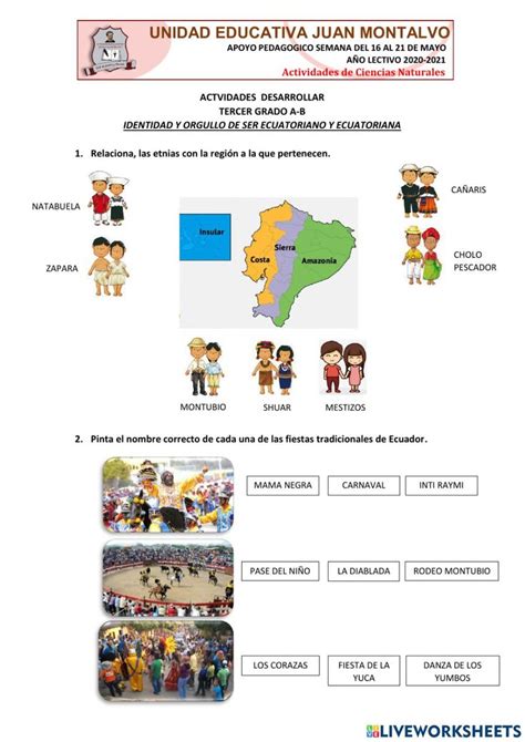 Identidad Y Orgullo De Ser Ecuatoriano Y Ecuatoriana Worksheet