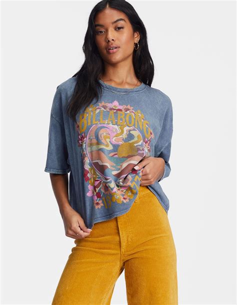 Billabong Feeling Free Womens Oversized Tee Faded Navy Tillys