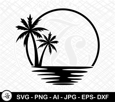 Palm Trees Svg Tropical Vacation Ocean Beach Summer Sea Etsy