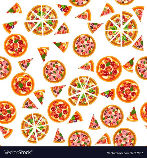 Pizza seamless pattern different background Vector Image