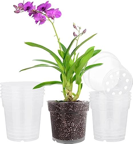 DRLE Lot De 10 Grands Pots De Fleurs Transparents En Plastique