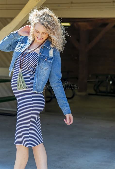 Pregnant Blonde Model At A Local Park Stock Image Image Of Hope Beauty