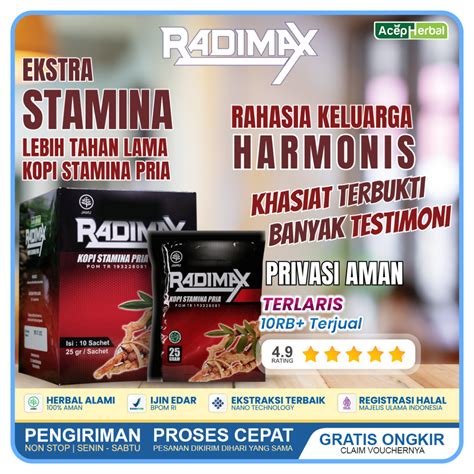 Jual Radimax Kopi Kuat Tahan Lama Penambah Stamina Pria Dewasa Isi