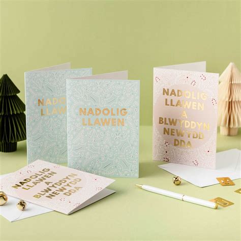 Welsh Christmas Cards With Gold Foil / Pecyn Cardiau Nadolig Cymraeg ...