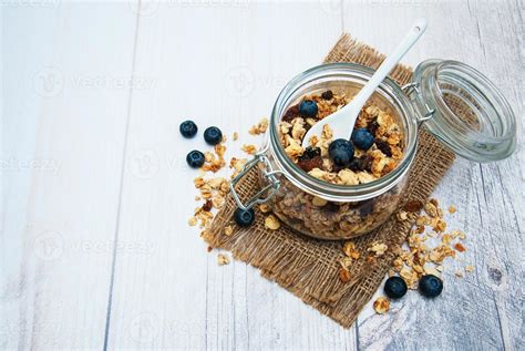 Homemade Granola In Jar Stock Photo At Vecteezy