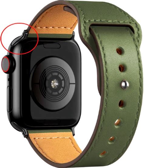 Bandje Mm Leer Khaki Groen Geschikt Voor Apple Watch Series