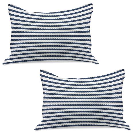 Navy Knitted Quilt Pillowcover Set Of Nautical In Horizontal Style