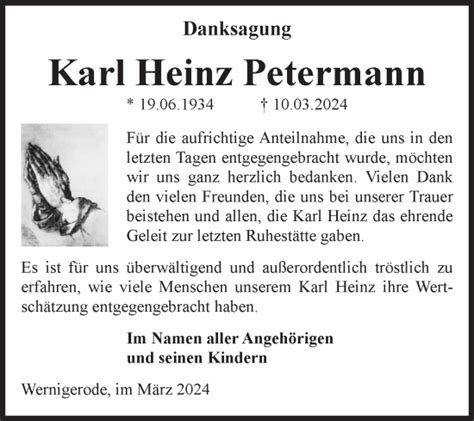 Traueranzeigen Von Karl Heinz Petermann Abschied Nehmen De