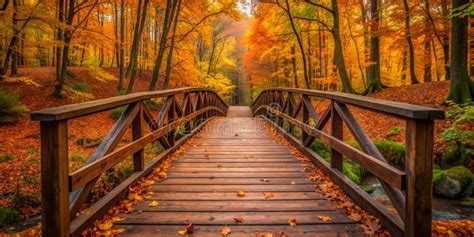 Wooden Bridge in Autumn Forest Wooden Bridge in Autumn Wooden Bridge ...