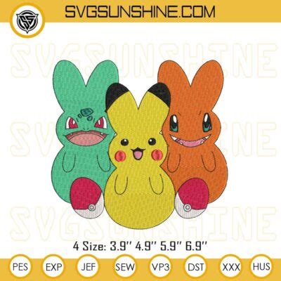 Pokemon Easter Peeps Embroidery Pattern Pikachu Happy Easter