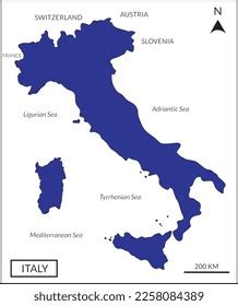 Map Italy Border Countries Stock Vector (Royalty Free) 2258084389 ...