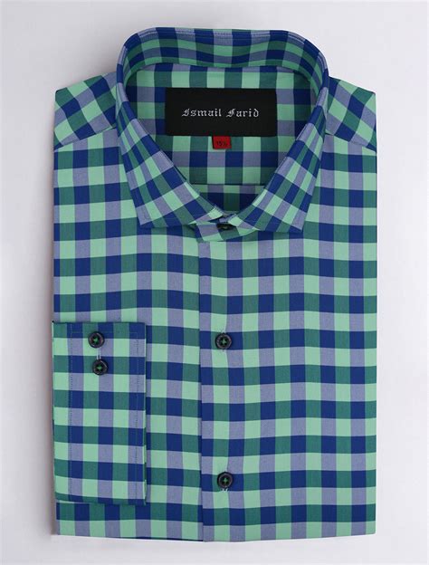 Blue Green Checkered Shirt Ismail Farid Pakistan